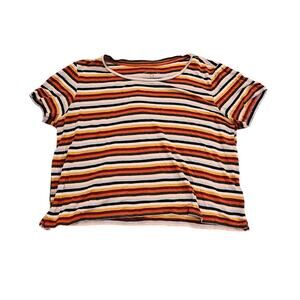 Prince & Fox Striped Cropped Tee Women’s Small Multicolor Short Sleeve Casual